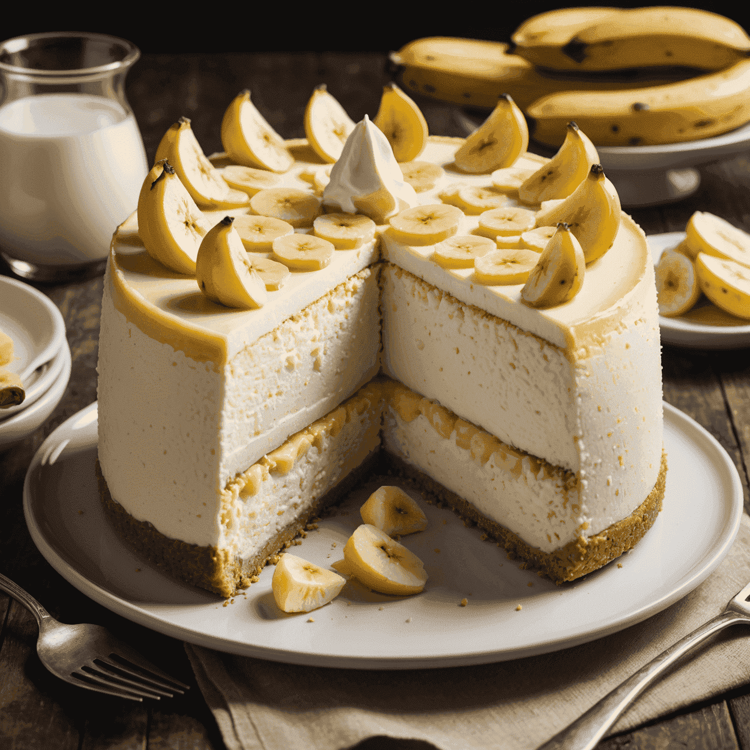 Taze muzlar ve krema peyniri ile yapılan nefis bir cheesecake